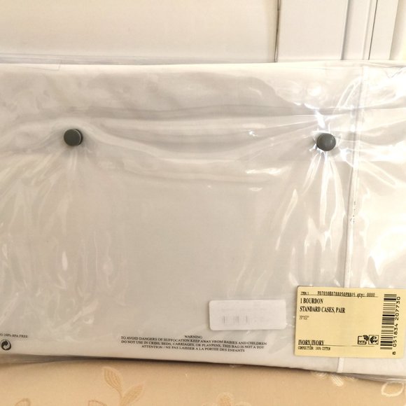 FRETTE 2x Standard Pillowcases ITALY 1Bourdon Beige Embroider 100% Cotton NEW - Picture 4 of 8